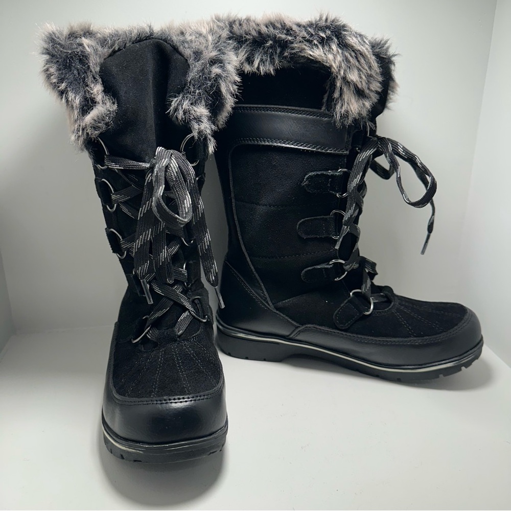 UNIVERSAL THREAD Women's Ruthie Black Suede Leather Winter Snow Boots Size 6